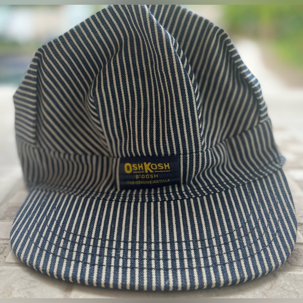 VTG OshKosh 'Gosh Railroad Train Conductor Engineer Denim Jean Snapback Hat Cap